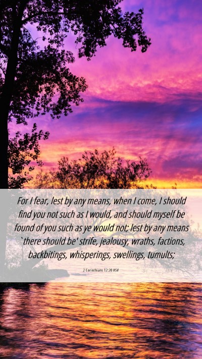 Picture 06 - 2 Corinthians 12:20 ASV Mobile Phone Wallpaper - For I fear, lest by any means, when I come, I - Mobile Bible Verse Wallpaper