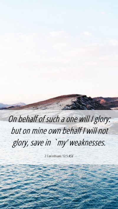 Picture 06 - 2 Corinthians 12:5 ASV Mobile Phone Wallpaper - On behalf of such a one will I glory: but on mine - Mobile Bible Verse Wallpaper