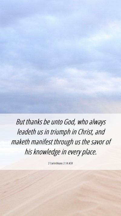 Picture 06 - 2 Corinthians 2:14 ASV Mobile Phone Wallpaper - But thanks be unto God, who always leadeth us in - Mobile Bible Verse Wallpaper