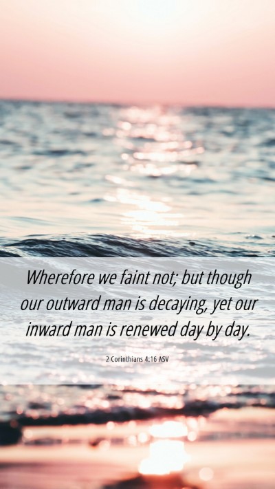 Picture 06 - 2 Corinthians 4:16 ASV Mobile Phone Wallpaper - Wherefore we faint not; but though our outward - Mobile Bible Verse Wallpaper