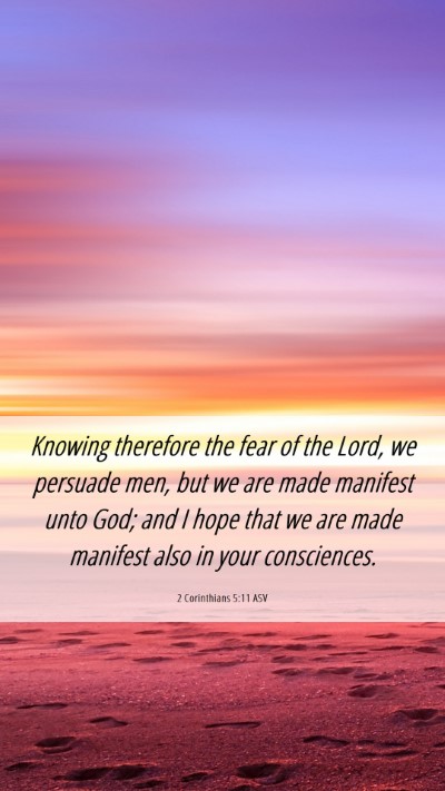 Picture 06 - 2 Corinthians 5:11 ASV Mobile Phone Wallpaper - Knowing therefore the fear of the Lord, we - Mobile Bible Verse Wallpaper