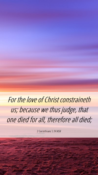Picture 06 - 2 Corinthians 5:14 ASV Mobile Phone Wallpaper - For the love of Christ constraineth us; because - Mobile Bible Verse Wallpaper