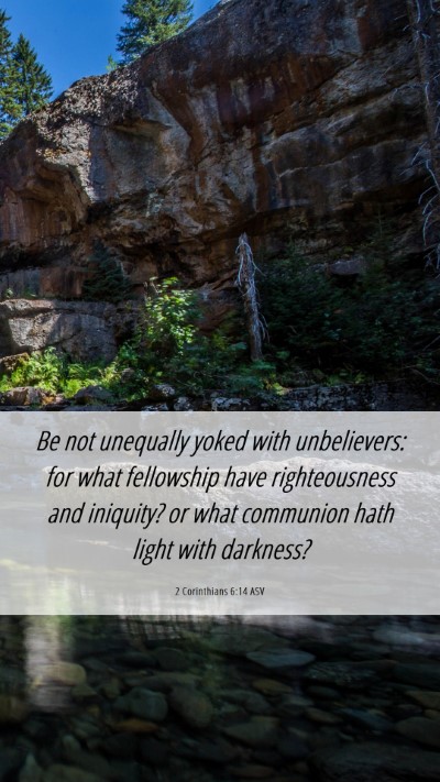 Picture 06 - 2 Corinthians 6:14 ASV Mobile Phone Wallpaper - Be not unequally yoked with unbelievers: for what - Mobile Bible Verse Wallpaper