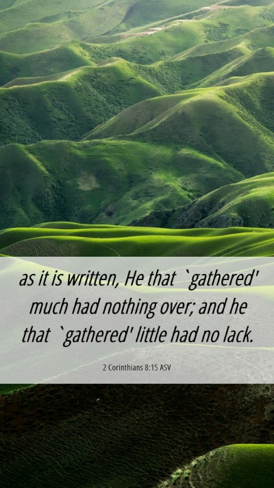 Picture 06 - 2 Corinthians 8:15 ASV Mobile Phone Wallpaper - as it is written, He that `gathered' much had - Mobile Bible Verse Wallpaper