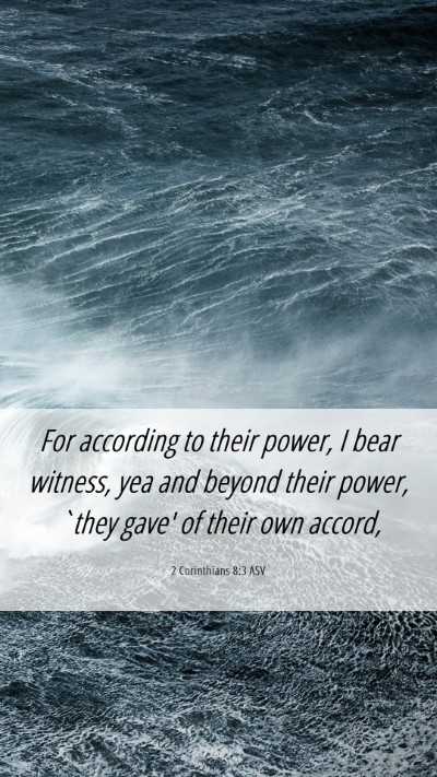 Picture 06 - 2 Corinthians 8:3 ASV Mobile Phone Wallpaper - For according to their power, I bear witness, yea - Mobile Bible Verse Wallpaper
