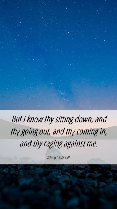 Picture 06 - 2 Kings 19:27 ASV Mobile Phone Wallpaper - But I know thy sitting down, and thy going out, - Mobile Bible Verse Wallpaper