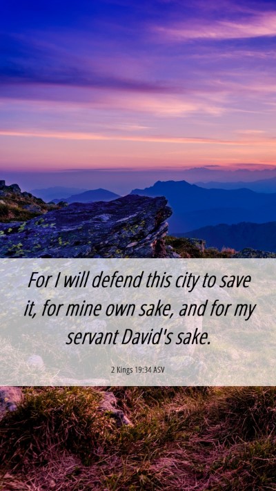 Picture 06 - 2 Kings 19:34 ASV Mobile Phone Wallpaper - For I will defend this city to save it, for mine - Mobile Bible Verse Wallpaper