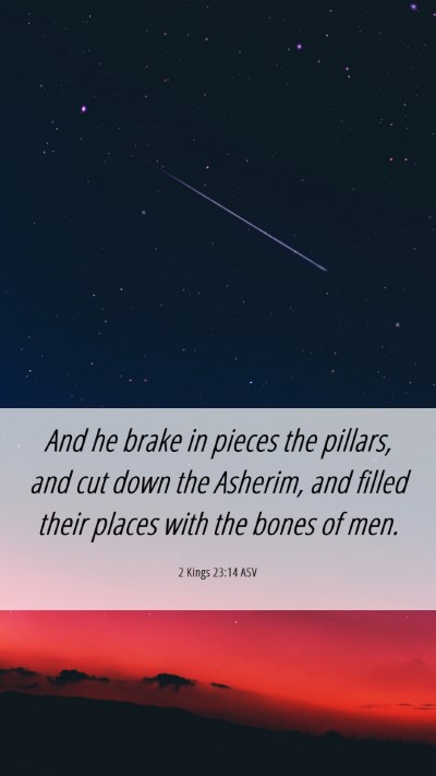 Picture 06 - 2 Kings 23:14 ASV Mobile Phone Wallpaper - And he brake in pieces the pillars, and cut down - Mobile Bible Verse Wallpaper