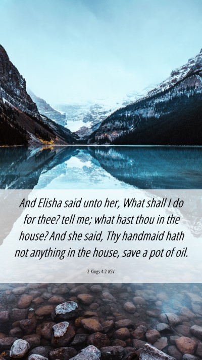 Picture 06 - 2 Kings 4:2 ASV Mobile Phone Wallpaper - And Elisha said unto her, What shall I do for - Mobile Bible Verse Wallpaper