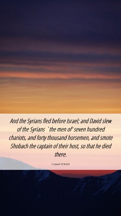 Picture 06 - 2 Samuel 10:18 ASV Mobile Phone Wallpaper - And the Syrians fled before Israel; and David - Mobile Bible Verse Wallpaper
