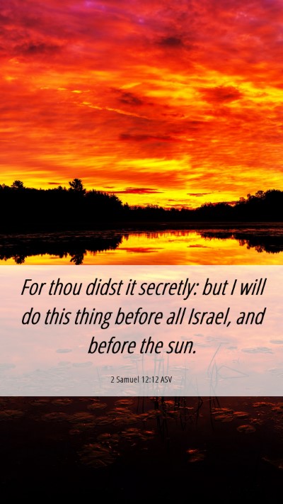 Picture 06 - 2 Samuel 12:12 ASV Mobile Phone Wallpaper - For thou didst it secretly: but I will do this - Mobile Bible Verse Wallpaper