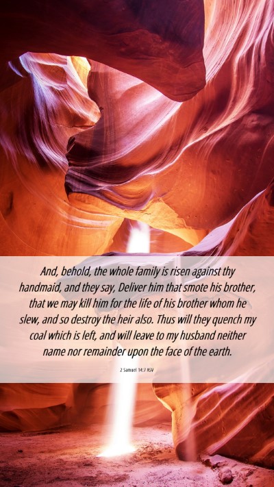 Picture 06 - 2 Samuel 14:7 ASV Mobile Phone Wallpaper - And, behold, the whole family is risen against - Mobile Bible Verse Wallpaper