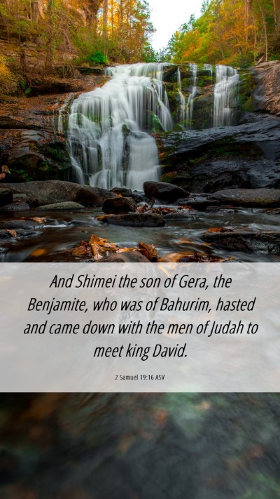 Picture 06 - 2 Samuel 19:16 ASV Mobile Phone Wallpaper - And Shimei the son of Gera, the Benjamite, who - Mobile Bible Verse Wallpaper