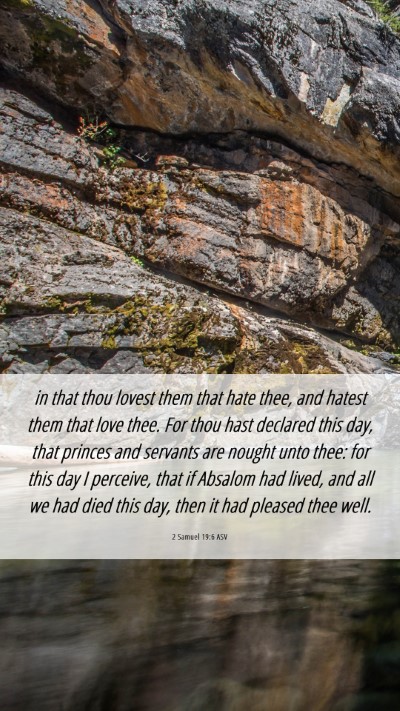 Picture 06 - 2 Samuel 19:6 ASV Mobile Phone Wallpaper - in that thou lovest them that hate thee, and - Mobile Bible Verse Wallpaper