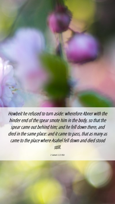 Picture 06 - 2 Samuel 2:23 ASV Mobile Phone Wallpaper - Howbeit he refused to turn aside: wherefore Abner - Mobile Bible Verse Wallpaper
