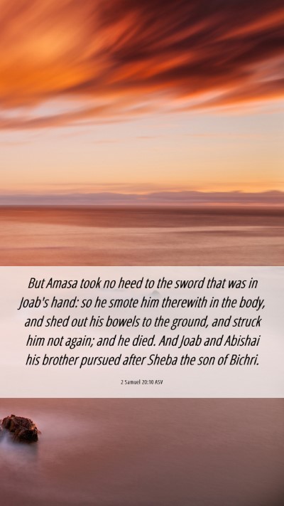 Picture 06 - 2 Samuel 20:10 ASV Mobile Phone Wallpaper - But Amasa took no heed to the sword that was in - Mobile Bible Verse Wallpaper