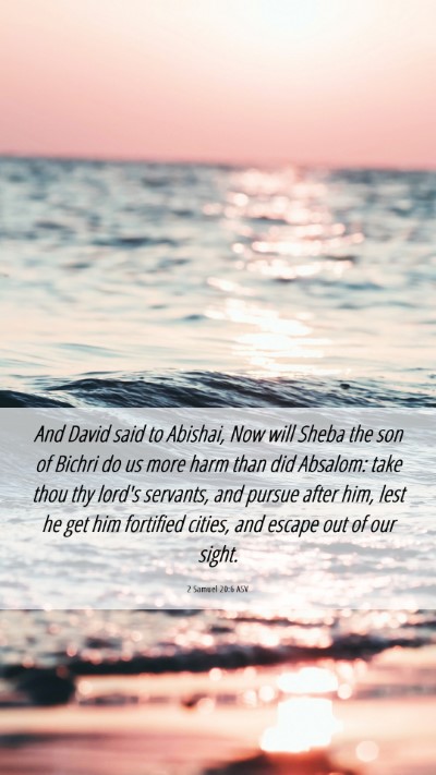 Picture 06 - 2 Samuel 20:6 ASV Mobile Phone Wallpaper - And David said to Abishai, Now will Sheba the son - Mobile Bible Verse Wallpaper