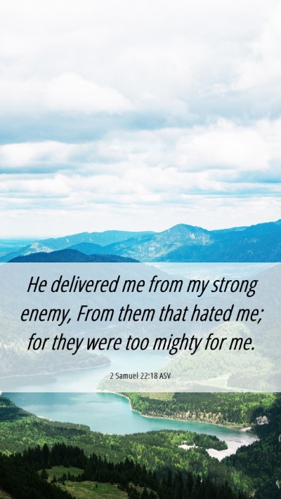 Picture 06 - 2 Samuel 22:18 ASV Mobile Phone Wallpaper - He delivered me from my strong enemy, From them - Mobile Bible Verse Wallpaper