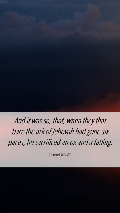 Picture 06 - 2 Samuel 6:13 ASV Mobile Phone Wallpaper - And it was so, that, when they that bare the ark - Mobile Bible Verse Wallpaper