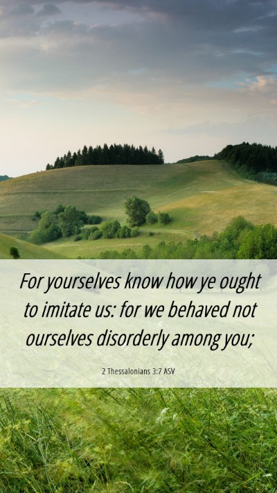 Picture 06 - 2 Thessalonians 3:7 ASV Mobile Phone Wallpaper - For yourselves know how ye ought to imitate us: - Mobile Bible Verse Wallpaper