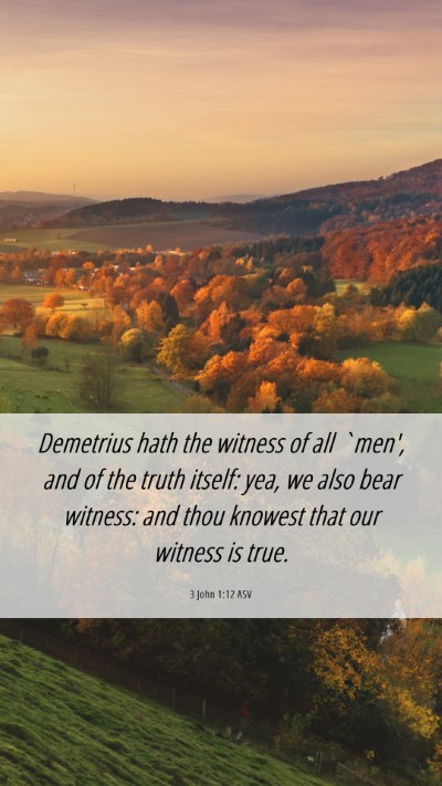 Picture 06 - 3 John 1:12 ASV Mobile Phone Wallpaper - Demetrius hath the witness of all `men', and of - Mobile Bible Verse Wallpaper