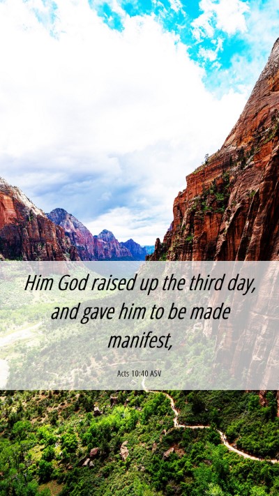 Picture 06 - Acts 10:40 ASV Mobile Phone Wallpaper - Him God raised up the third day, and gave him to - Mobile Bible Verse Wallpaper