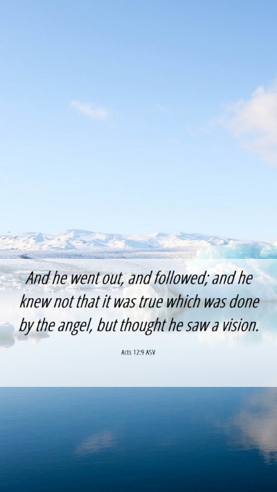 Picture 06 - Acts 12:9 ASV Mobile Phone Wallpaper - And he went out, and followed; and he knew not - Mobile Bible Verse Wallpaper