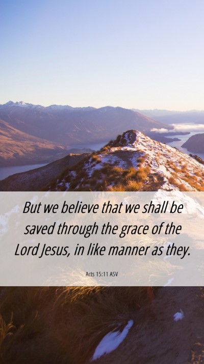 Picture 06 - Acts 15:11 ASV Mobile Phone Wallpaper - But we believe that we shall be saved through the - Mobile Bible Verse Wallpaper
