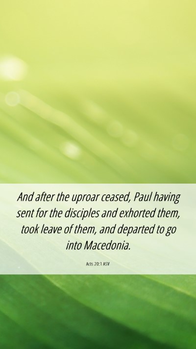 Picture 06 - Acts 20:1 ASV Mobile Phone Wallpaper - And after the uproar ceased, Paul having sent for - Mobile Bible Verse Wallpaper