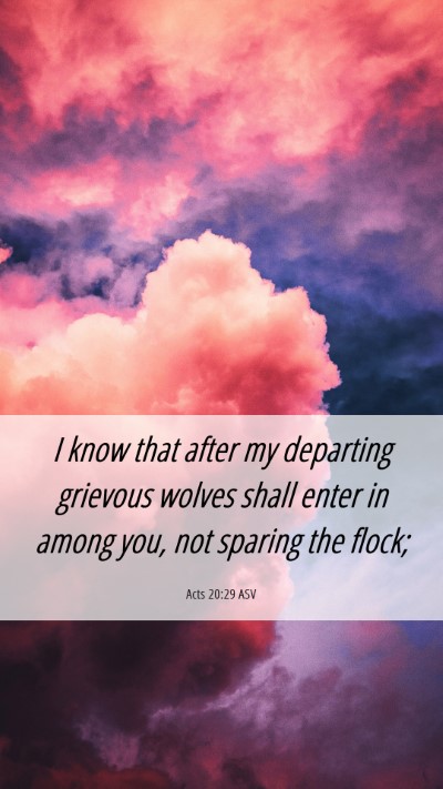 Picture 06 - Acts 20:29 ASV Mobile Phone Wallpaper - I know that after my departing grievous wolves - Mobile Bible Verse Wallpaper