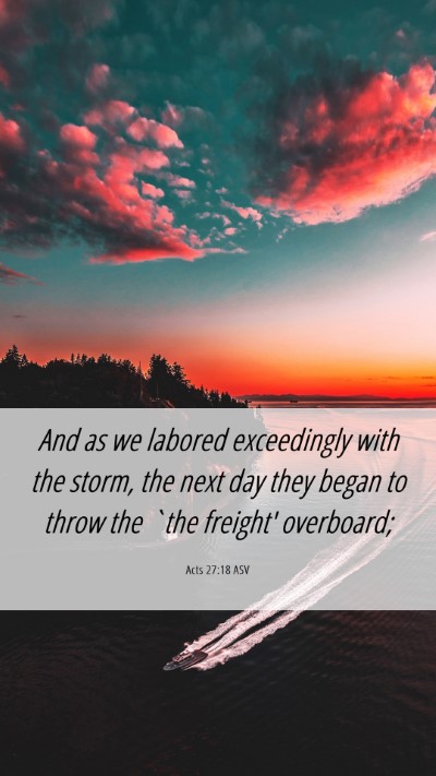 Picture 06 - Acts 27:18 ASV Mobile Phone Wallpaper - And as we labored exceedingly with the storm, the - Mobile Bible Verse Wallpaper