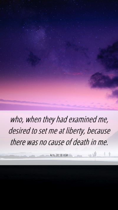 Picture 06 - Acts 28:18 ASV Mobile Phone Wallpaper - who, when they had examined me, desired to set me - Mobile Bible Verse Wallpaper
