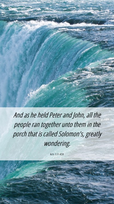 Picture 06 - Acts 3:11 ASV Mobile Phone Wallpaper - And as he held Peter and John, all the people ran - Mobile Bible Verse Wallpaper