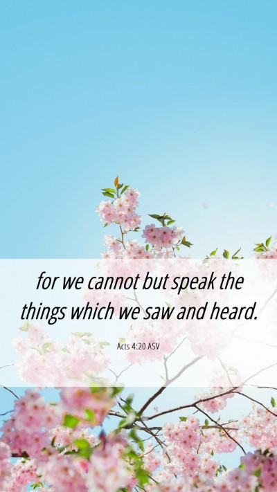 Picture 06 - Acts 4:20 ASV Mobile Phone Wallpaper - for we cannot but speak the things which we saw - Mobile Bible Verse Wallpaper