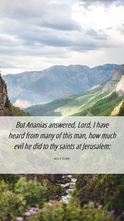 Picture 06 - Acts 9:13 ASV Mobile Phone Wallpaper - But Ananias answered, Lord, I have heard from - Mobile Bible Verse Wallpaper