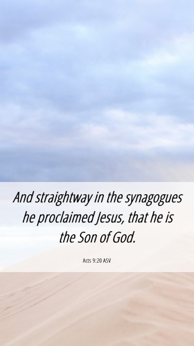 Picture 06 - Acts 9:20 ASV Mobile Phone Wallpaper - And straightway in the synagogues he proclaimed - Mobile Bible Verse Wallpaper