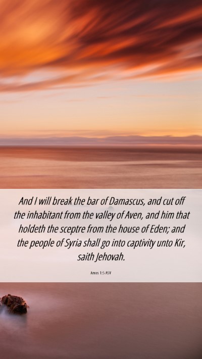 Picture 06 - Amos 1:5 ASV Mobile Phone Wallpaper - And I will break the bar of Damascus, and cut off - Mobile Bible Verse Wallpaper