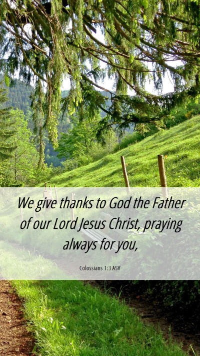 Picture 06 - Colossians 1:3 ASV Mobile Phone Wallpaper - We give thanks to God the Father of our Lord - Mobile Bible Verse Wallpaper