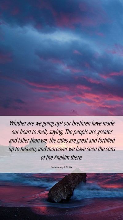 Picture 06 - Deuteronomy 1:28 ASV Mobile Phone Wallpaper - Whither are we going up? our brethren have made - Mobile Bible Verse Wallpaper