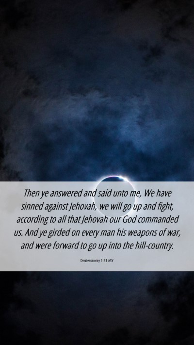 Picture 06 - Deuteronomy 1:41 ASV Mobile Phone Wallpaper - Then ye answered and said unto me, We have sinned - Mobile Bible Verse Wallpaper