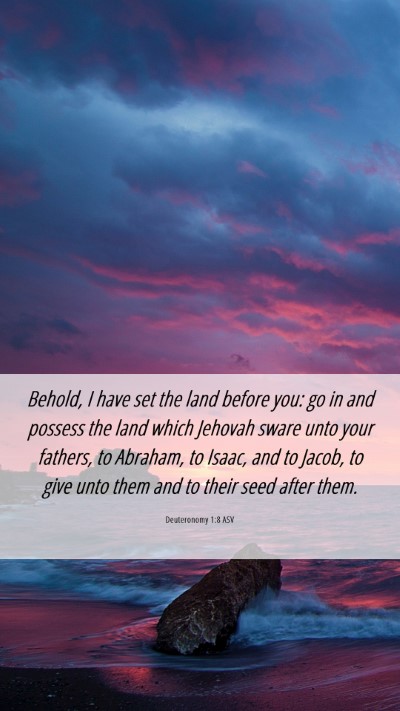 Picture 06 - Deuteronomy 1:8 ASV Mobile Phone Wallpaper - Behold, I have set the land before you: go in and - Mobile Bible Verse Wallpaper