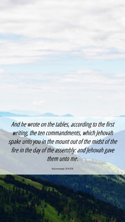 Picture 06 - Deuteronomy 10:4 ASV Mobile Phone Wallpaper - And he wrote on the tables, according to the - Mobile Bible Verse Wallpaper