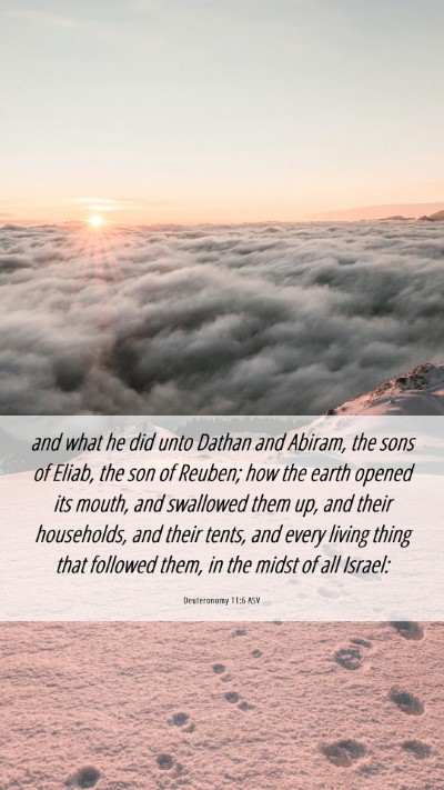 Picture 06 - Deuteronomy 11:6 ASV Mobile Phone Wallpaper - and what he did unto Dathan and Abiram, the sons - Mobile Bible Verse Wallpaper
