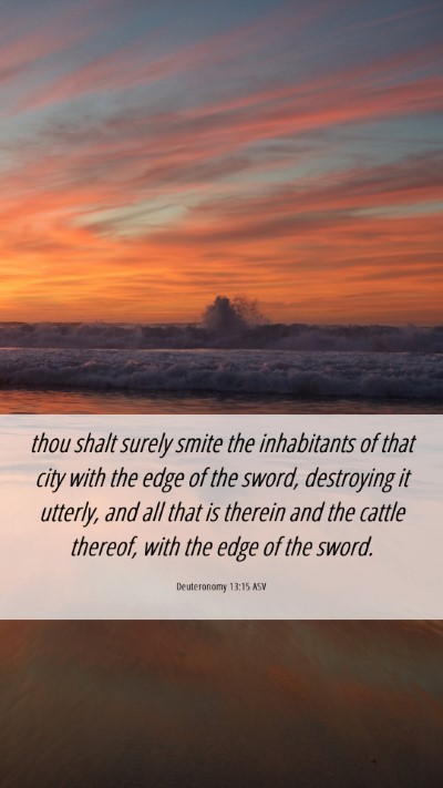 Picture 06 - Deuteronomy 13:15 ASV Mobile Phone Wallpaper - thou shalt surely smite the inhabitants of that - Mobile Bible Verse Wallpaper
