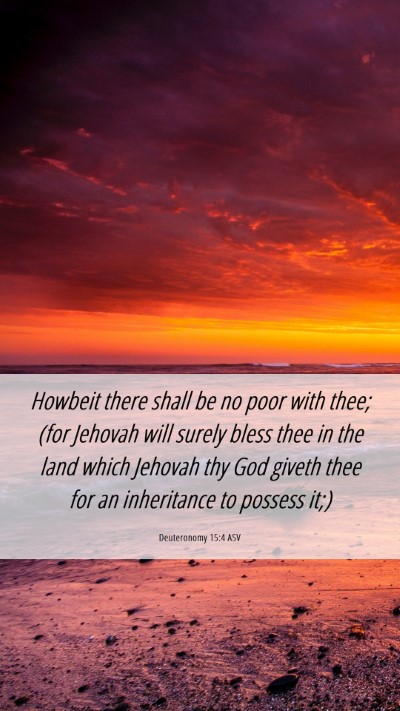 Picture 06 - Deuteronomy 15:4 ASV Mobile Phone Wallpaper - Howbeit there shall be no poor with thee; (for - Mobile Bible Verse Wallpaper