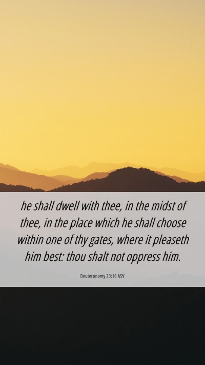 Picture 06 - Deuteronomy 23:16 ASV Mobile Phone Wallpaper - he shall dwell with thee, in the midst of thee, - Mobile Bible Verse Wallpaper