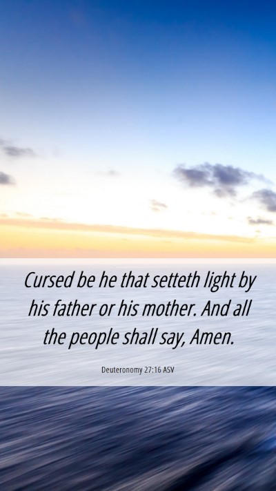 Picture 06 - Deuteronomy 27:16 ASV Mobile Phone Wallpaper - Cursed be he that setteth light by his father or - Mobile Bible Verse Wallpaper