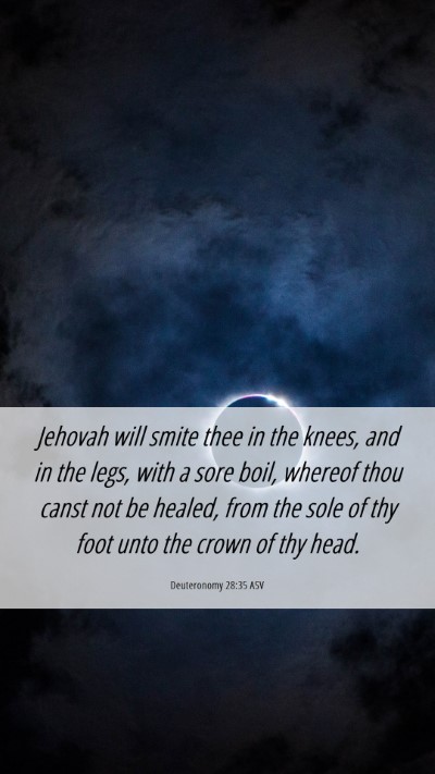 Picture 06 - Deuteronomy 28:35 ASV Mobile Phone Wallpaper - Jehovah will smite thee in the knees, and in the - Mobile Bible Verse Wallpaper
