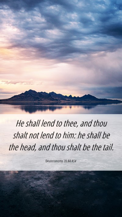 Picture 06 - Deuteronomy 28:44 ASV Mobile Phone Wallpaper - He shall lend to thee, and thou shalt not lend to - Mobile Bible Verse Wallpaper
