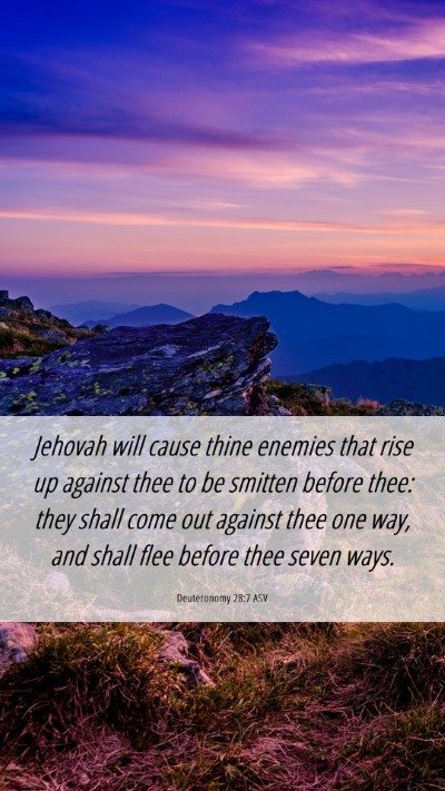 Picture 06 - Deuteronomy 28:7 ASV Mobile Phone Wallpaper - Jehovah will cause thine enemies that rise up - Mobile Bible Verse Wallpaper